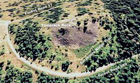 A birds-eye view of Tamarack Rock