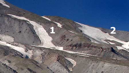 A closer look at two mini-glaciers on Mount Hood