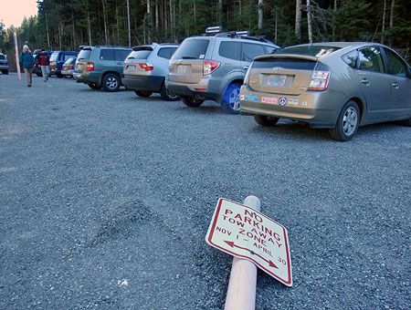 Civil disobedience ensued in 2010 when ODOT abruptly closed the Mirror Lake trailhead to winter parking