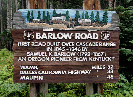 The new (or restored?) sign at Barlow Pass in 2010