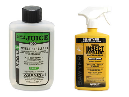 DEET (left) is easier to use but Permethrin (right) is more effective for ticks