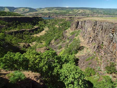 Dry Canyon and Rowena Dell from the highway bridge