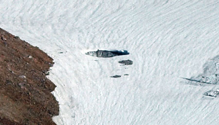 A closer view of the Cerberus Moulin in the Sandy Glacier