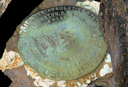 USGS marker on the summit of the East Bluff