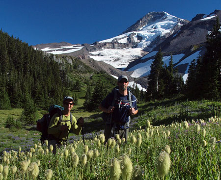 Round-the-mountain hikers arriving for a night at Elk Cove
