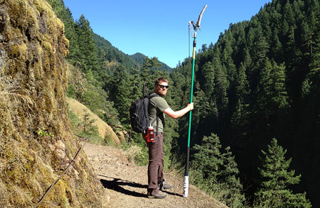 Chris Alley was one half of the TKO crew, and the only hiker with a 16-foot pole pruner on the Eagle Creek Trail that day!
