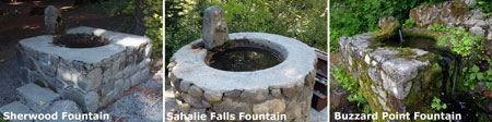 The three historic Mount Hood Loop fountains, compared