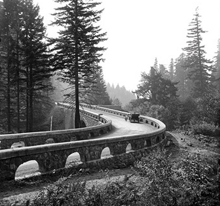 Lancaster's familiar arched walls line the approach to the Eagle Creek bridge