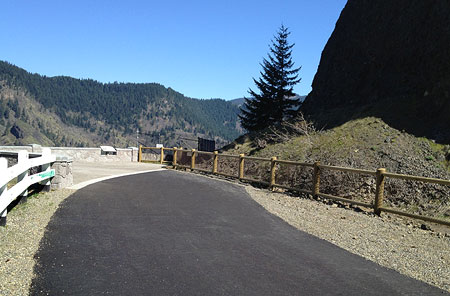 The new section of the HCRH State Trail points toward a planned bicycle and pedestrian tunnel through Mitchell Point