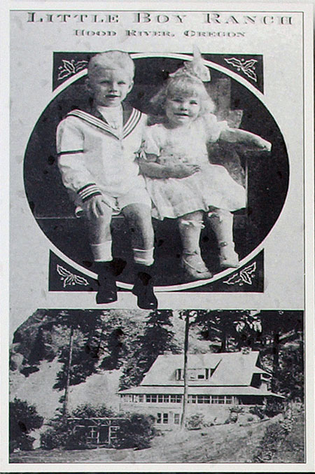 This 1920s Christmas card from Charles and Helena Parker's Little Boy Ranch featured their children, Charles Jr. and Joan