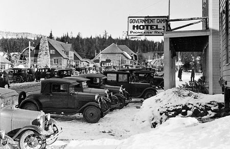 In the 1920s, Government Camp was the center of winter activity -- and overflowing with cars