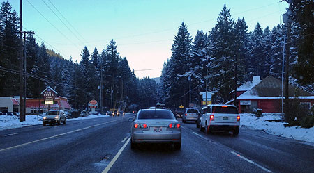 ODOT owes the rural communities (like Rhododendron, above) along the loop highway retrofits to undo the damage from the "widening for safety"