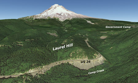 The big road cut in the center of this Google Earth view will get even bigger with the latest ODOT project