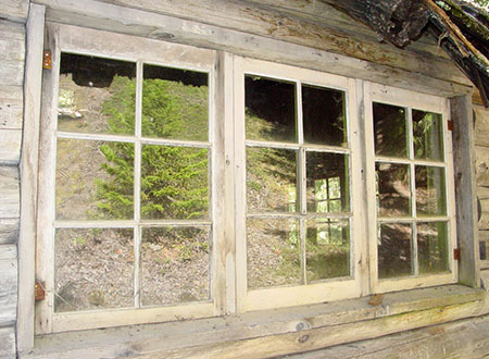 These original windows on the guard station were intact as recently as 2008