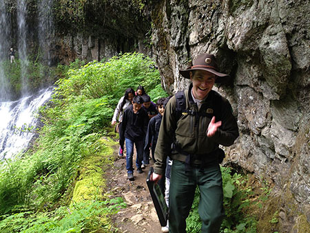 Trail ranger leading a kids hike at Silver Creek -- how very cool!