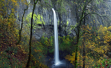 December features a wide pano of Elowah Falls on McCord Creek