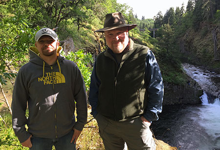 The author meeting with Zack at Punchbowl Falls
