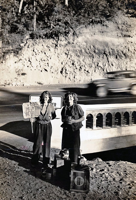 Huckleberry pickers in the 1930s at the Little Zigzag River bridge, below Laurel Hill